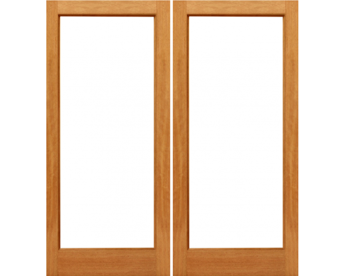 1 Lite Full View Mahogany Exterior Door with Clear Glass