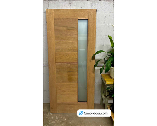 SimpliDoor Modern Exterior Mahogany Door with Frosted Glass