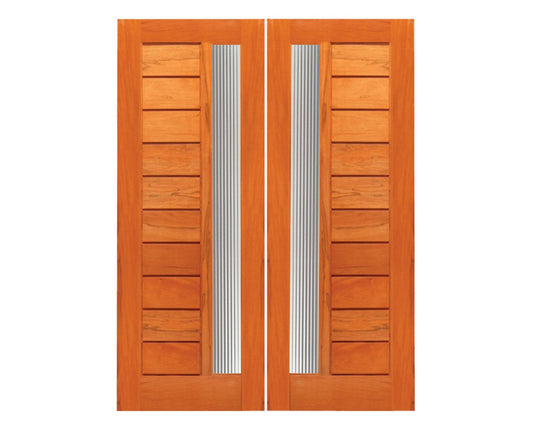 SimpliDoor Modern Exterior Mahogany Door with Reeded Glass