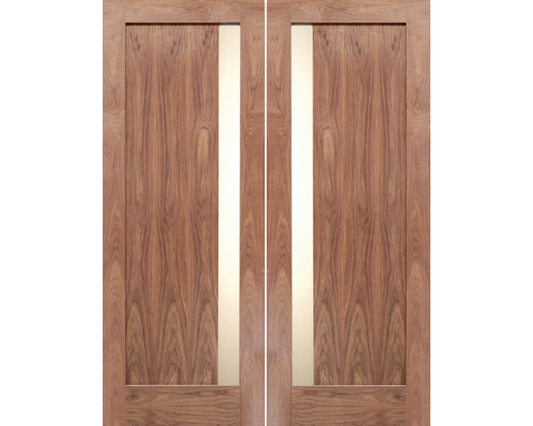 Modern Contemporary Single Sidelite Exterior Walnut Door