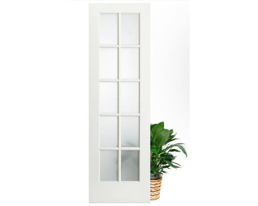 Simplidoor Solid Pine 10 True Divided Light Primed white Interior Door