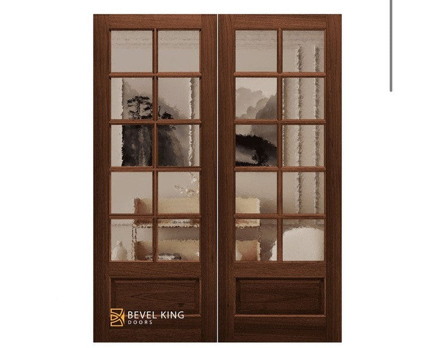 Double Door classic traditional Mahogany true dived lite exterior door