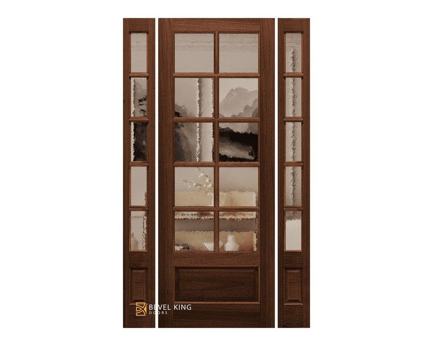 Single door with Sidelite classic traditional Mahogany true dived lite exterior door