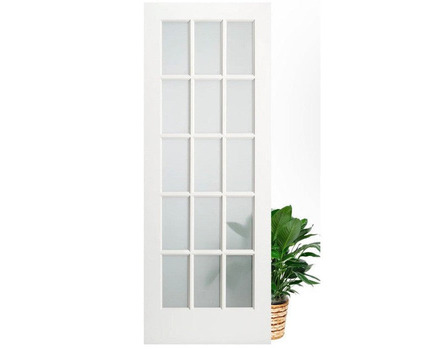 SimpliDoor 15 Lite French Interior Door Primed with Frosted Glass
