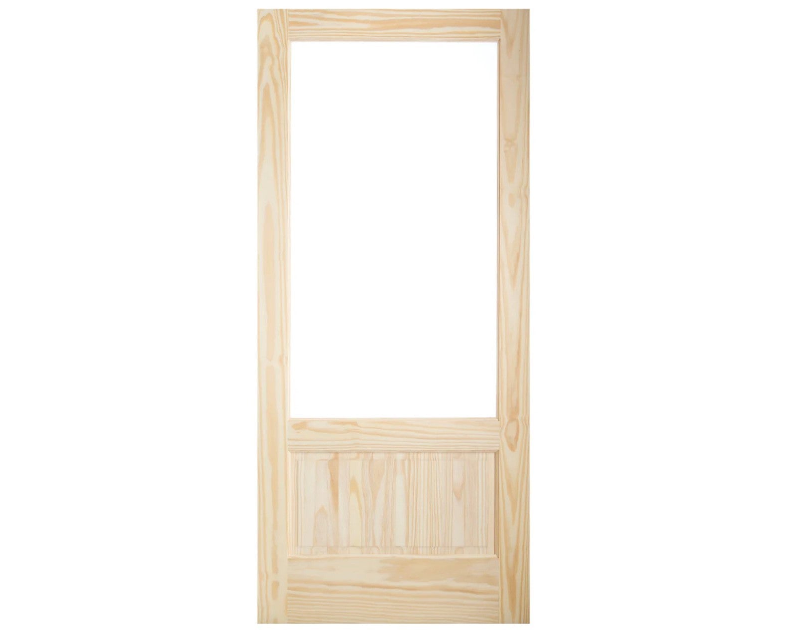 SimpliDoor 3/4 Single Lite over Raised Panel Solid Pine Exterior Door with Clear Glass