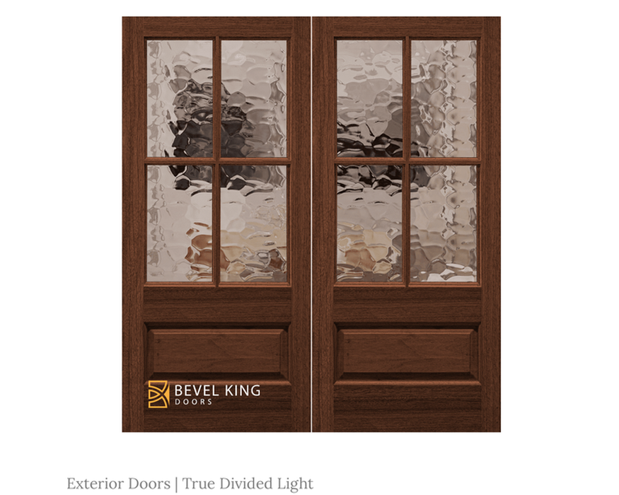 Double door with 4 True divided Lite Exterior Door in Mahogany solid wood