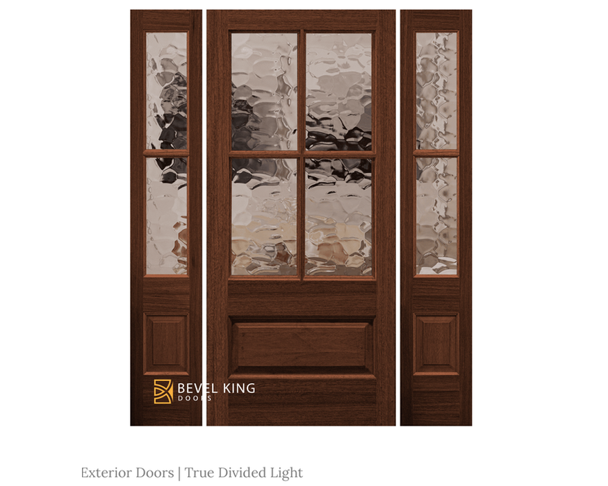 Sidelite unit with 4 True divided Lite Exterior Door in Mahogany solid wood