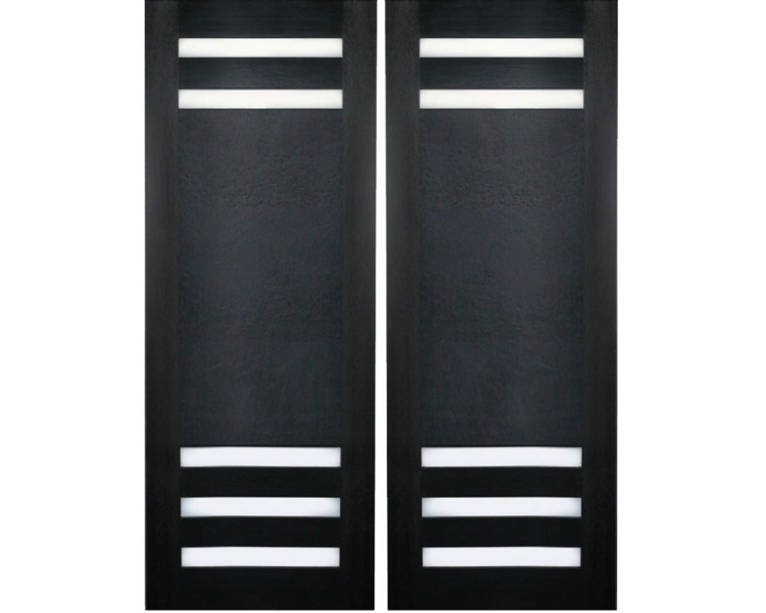 5 Lite Modern Exterior Mahogany Door with Frosted Glass Front Door Double Door