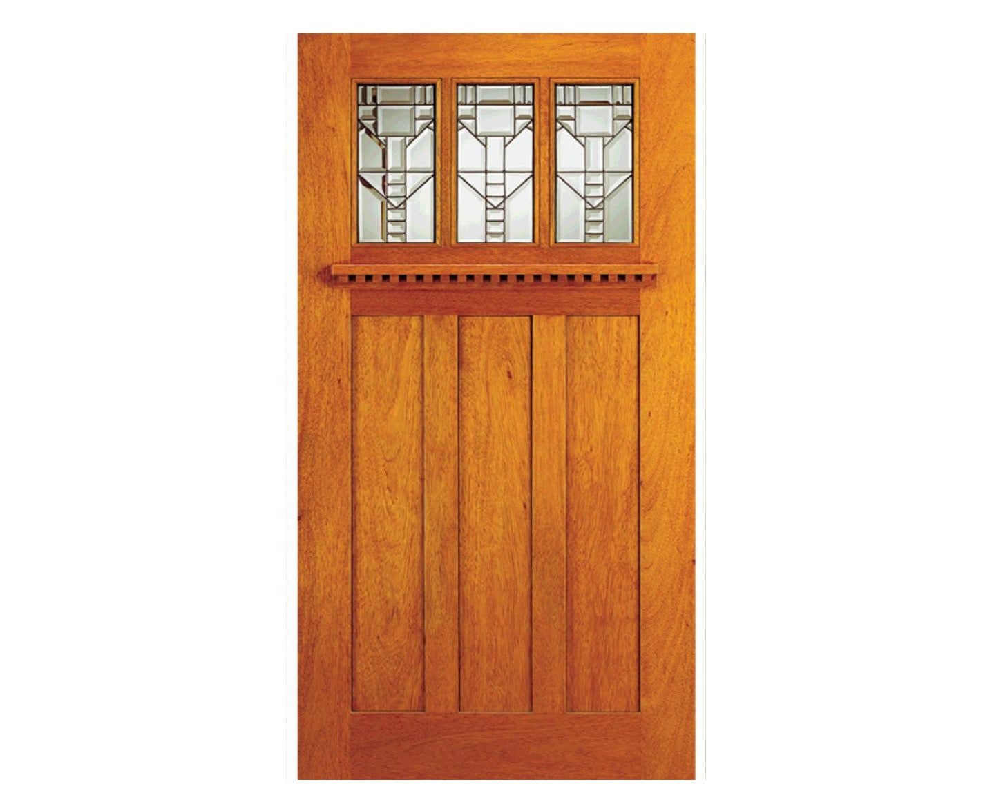 Mahogany Craftsman exterior door true divided lite