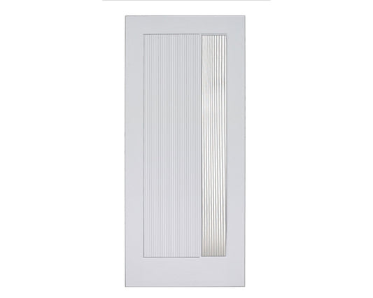 Light Gray Modern Retro Fiberglass Exterior Door with Reeded Glass