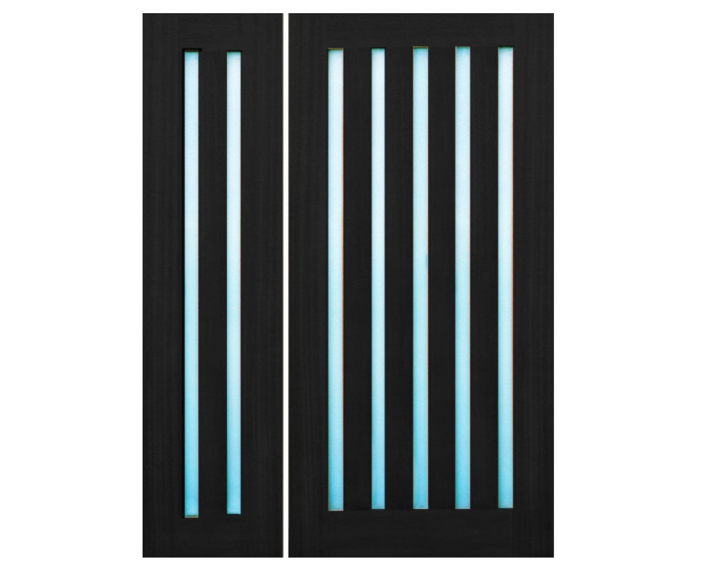 Mahogany Modern Slimlite Vertical Exterior Door with Frosted Glass