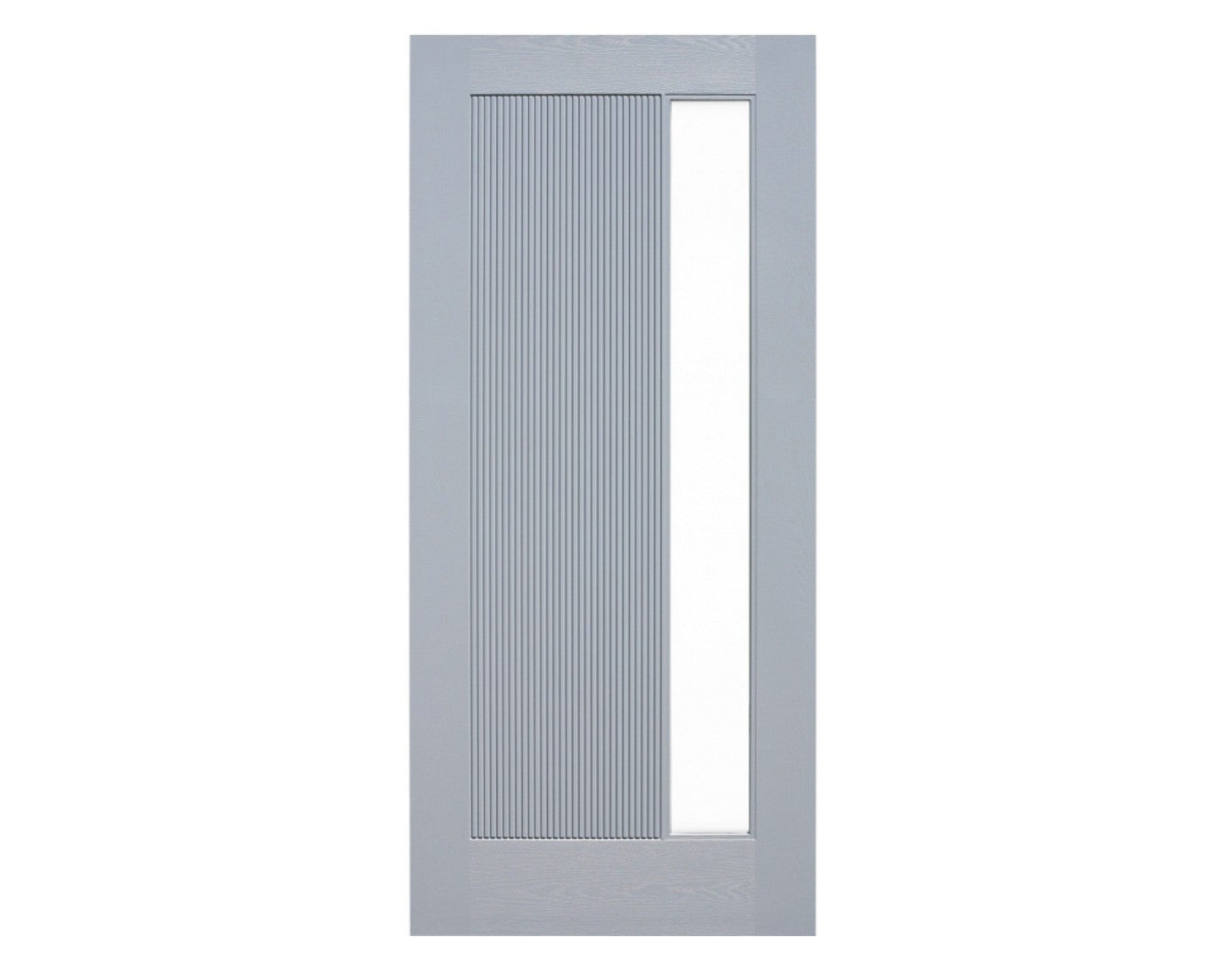 Moonlight Gray Modern Retro Fiberglass Exterior Door with Frosted Glass