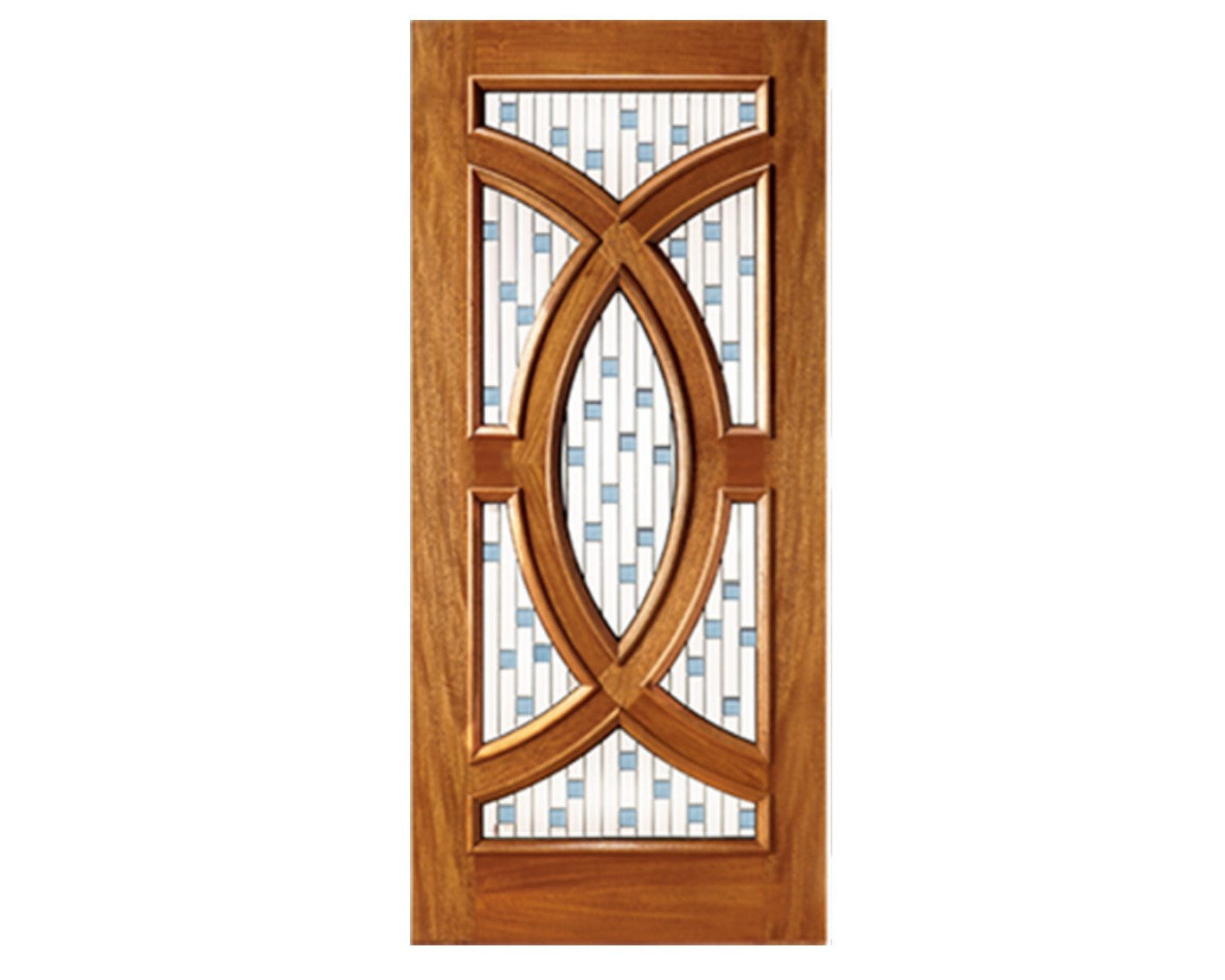 Pl 02 Mahogany Unique Exterior Door with Beveled Glass