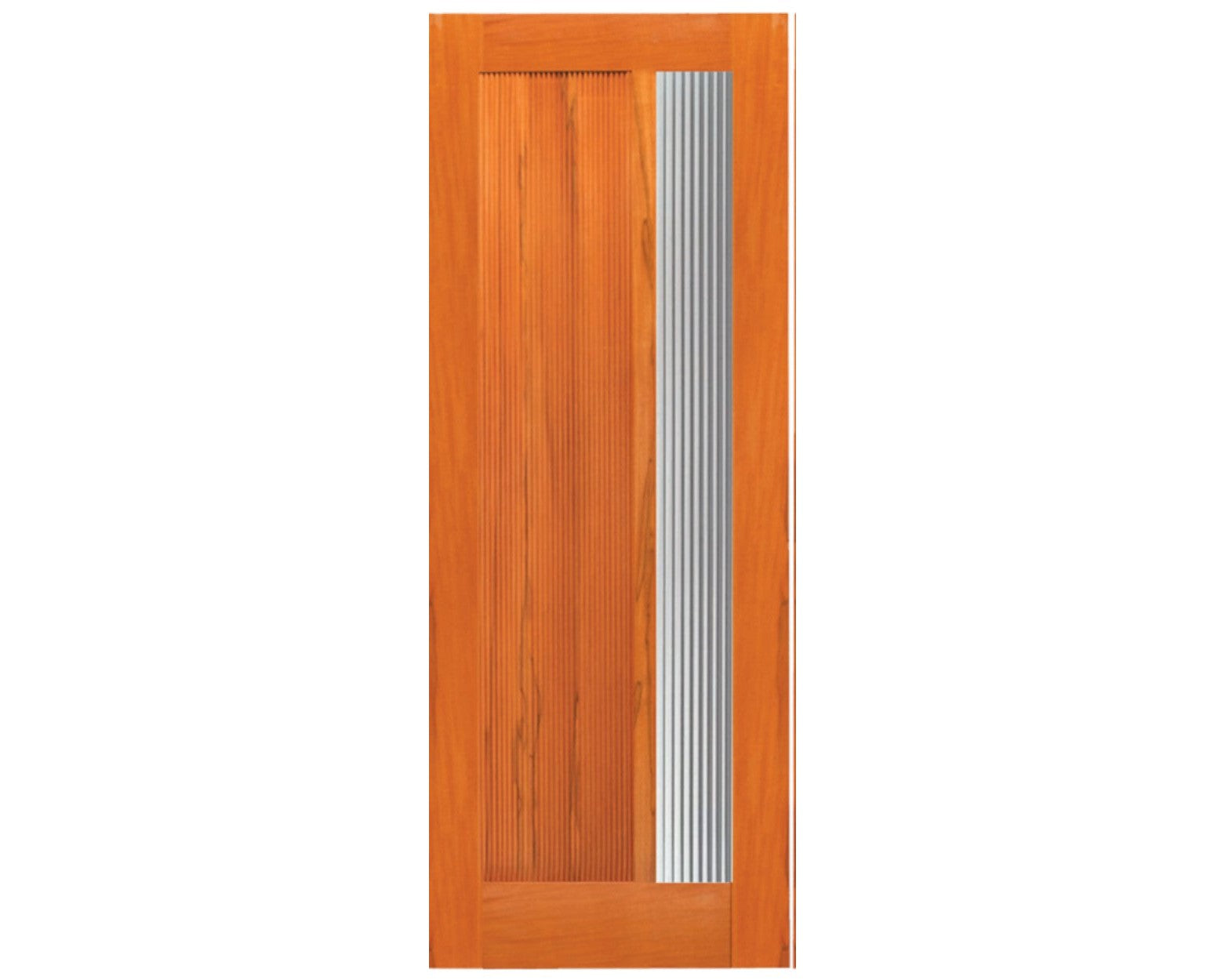 Mid Century Modern Exterior Door Single Door with Reeded Glass