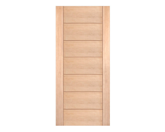 Flush paneled modern interior door in white oak