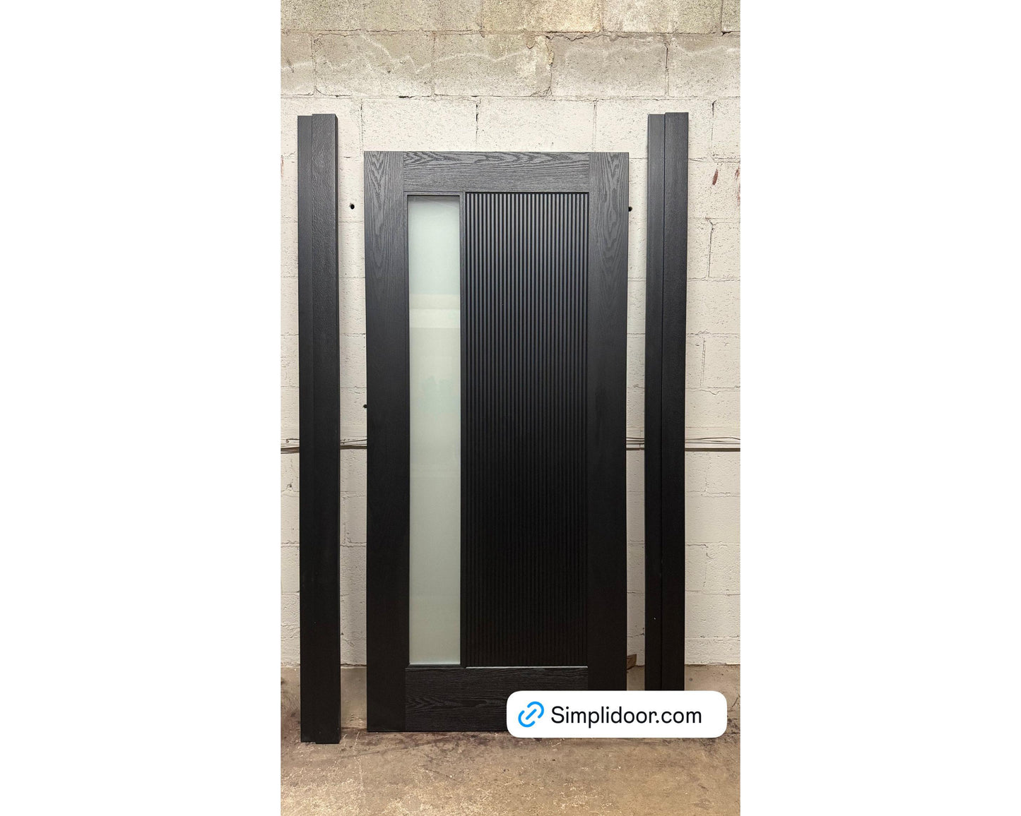 1 Lite Modern textured Fiberglass Exterior Door with frosted glass