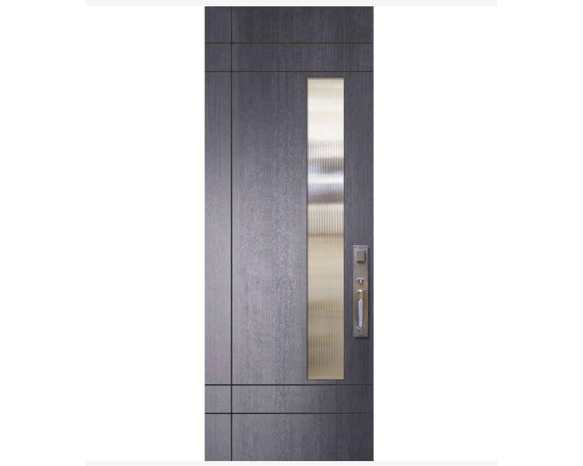 Vertical Cross Etched Mahogany Exterior Door with 1 Lite