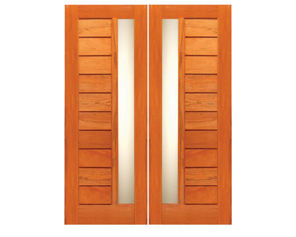 SimpliDoor Modern Exterior Mahogany Door with Frosted Glass