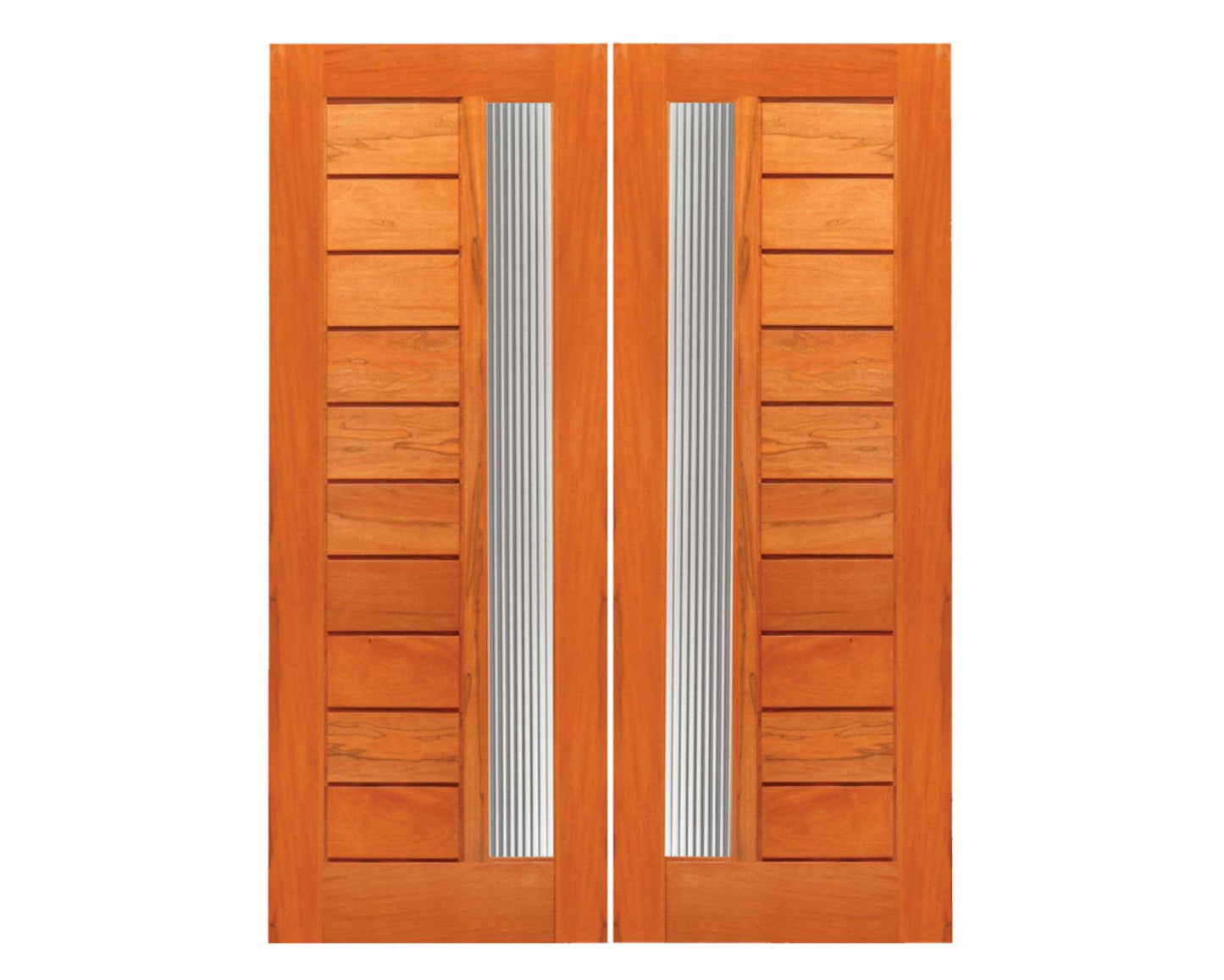 SimpliDoor Modern Exterior Mahogany Door with Reeded Glass