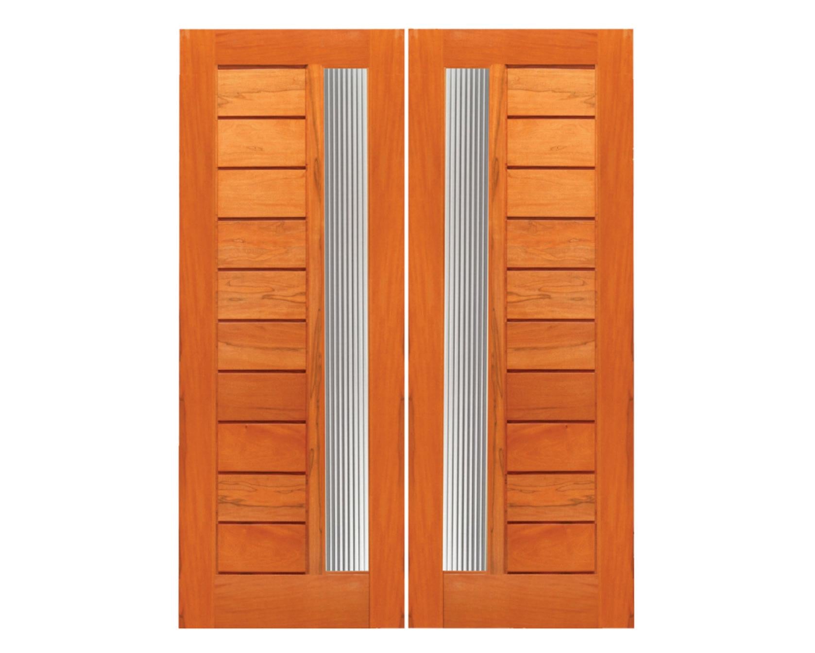 SimpliDoor Modern Exterior Mahogany Door with Reeded Glass