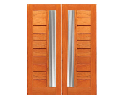 SimpliDoor Modern Exterior Mahogany Door with Reeded Glass