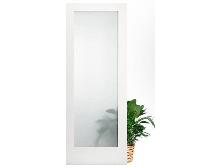 Primed SimpliDoor Solid Pine Interior Door with frosted glass