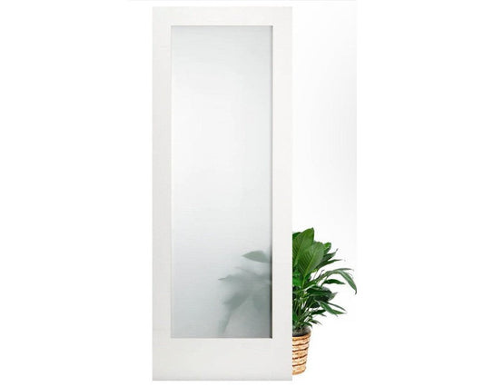 Primed SimpliDoor Solid Pine Interior Door with frosted glass