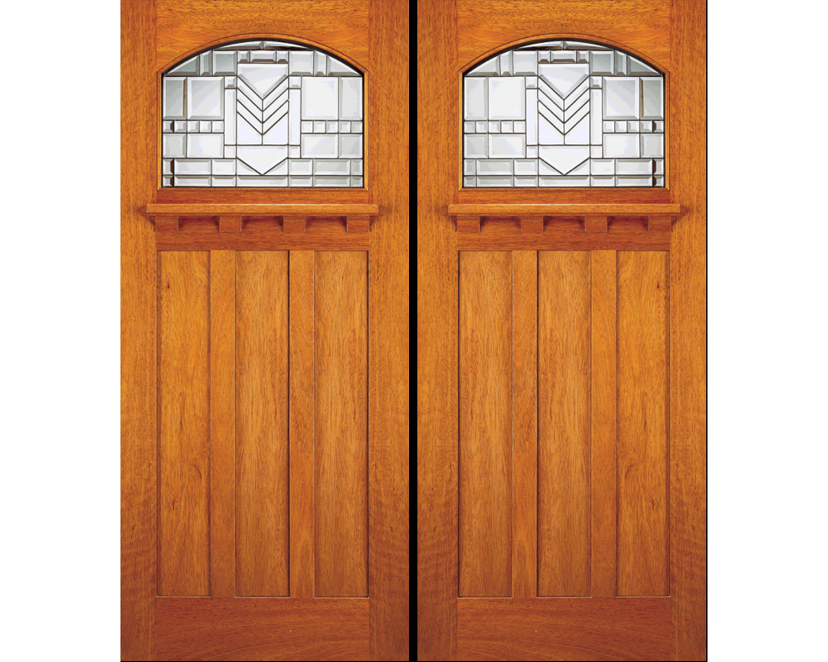 Craftsman Single Exterior Door with Decorative Glass