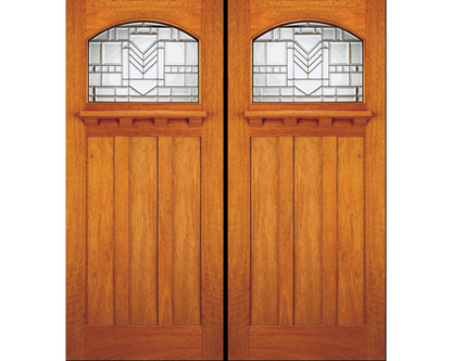 Craftsman Single Exterior Door with Decorative Glass