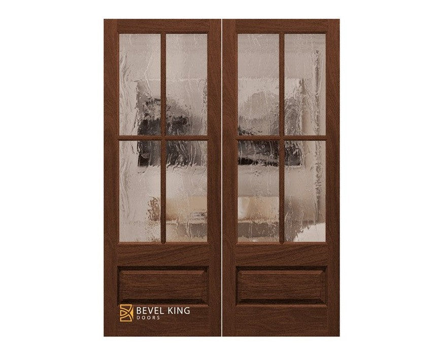 SimpliDoor Double Door with 4 True Divided lite Exterior Mahogany solid wood exterior door