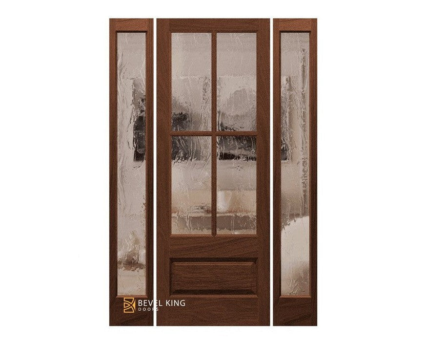 Sidelite Unit with SimpliDoor 4 True Divided Lite mahogany traditional exterior door made in solid wood