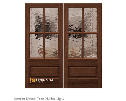 Double door with 4 True divided Lite Exterior Door in Mahogany solid wood
