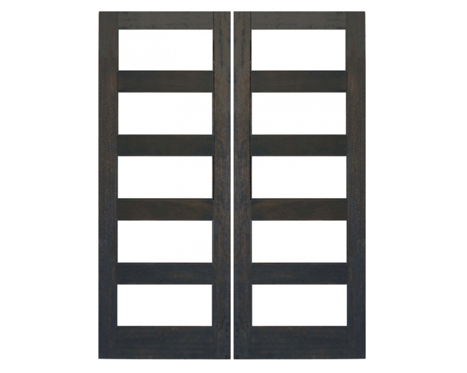 Mahogany Exterior Double Door unit Constructed in Clear Glass in mahogany solid wood