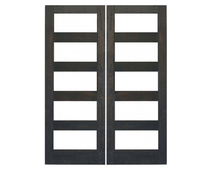 Mahogany Exterior Double Door unit Constructed in Clear Glass in mahogany solid wood