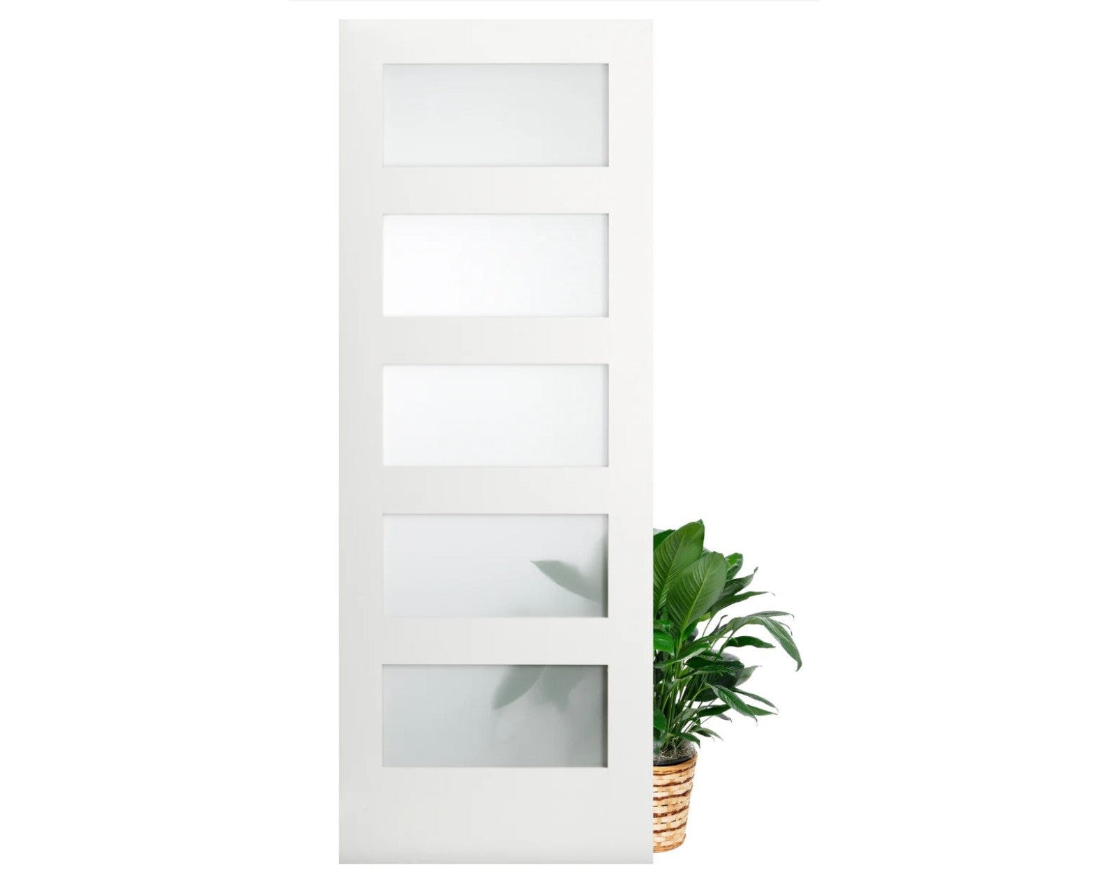 SimpliDoor 5 Lite Shaker Primed Interior Door with Frosted Glass