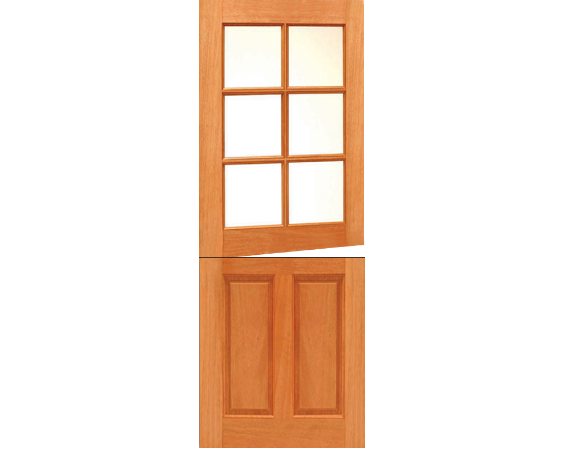 6 True Divided Lite Mahogany Dutch Exterior Door with Clear Glass