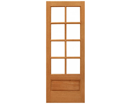 Solid Wood Mahogany Exterior  Door with 8 true divided lites over 1 panel 3/4