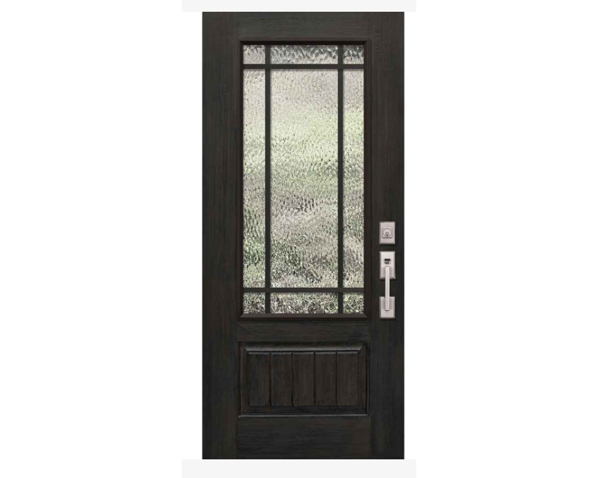 9 Lite 3/4 view fiberglass prairie lite exterior door with clear glass
