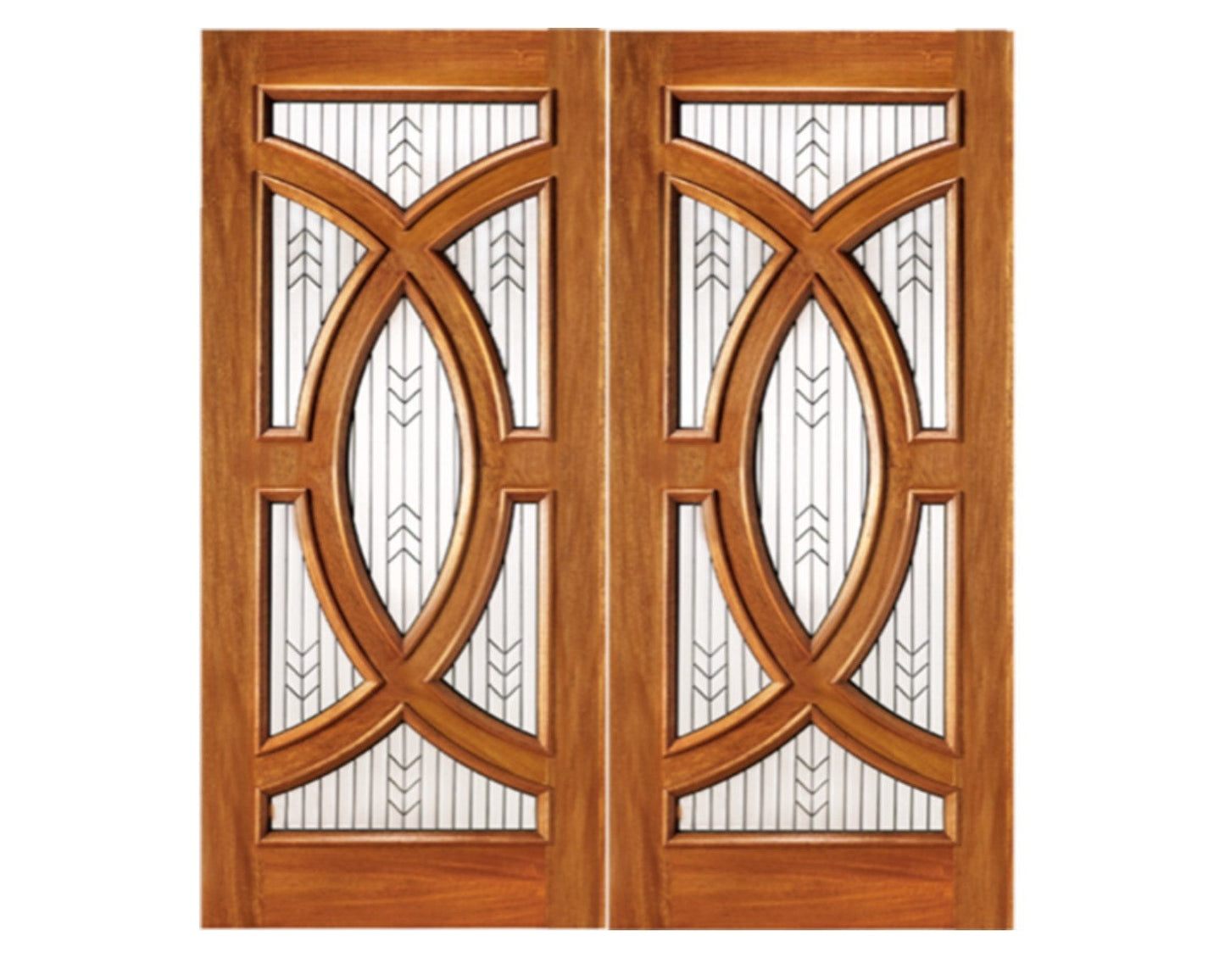 SimpliDoor Interlock Mahogany Exterior Door with Decorative Glass