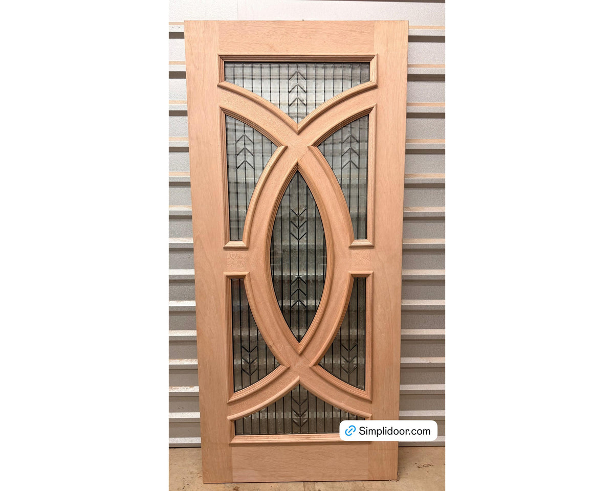 Mahogny Contemporary Exterior Door with Decorative Glass
