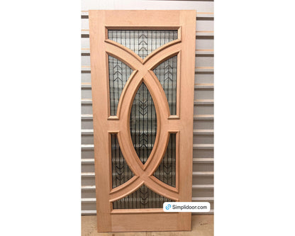 Mahogny Contemporary Exterior Door with Decorative Glass