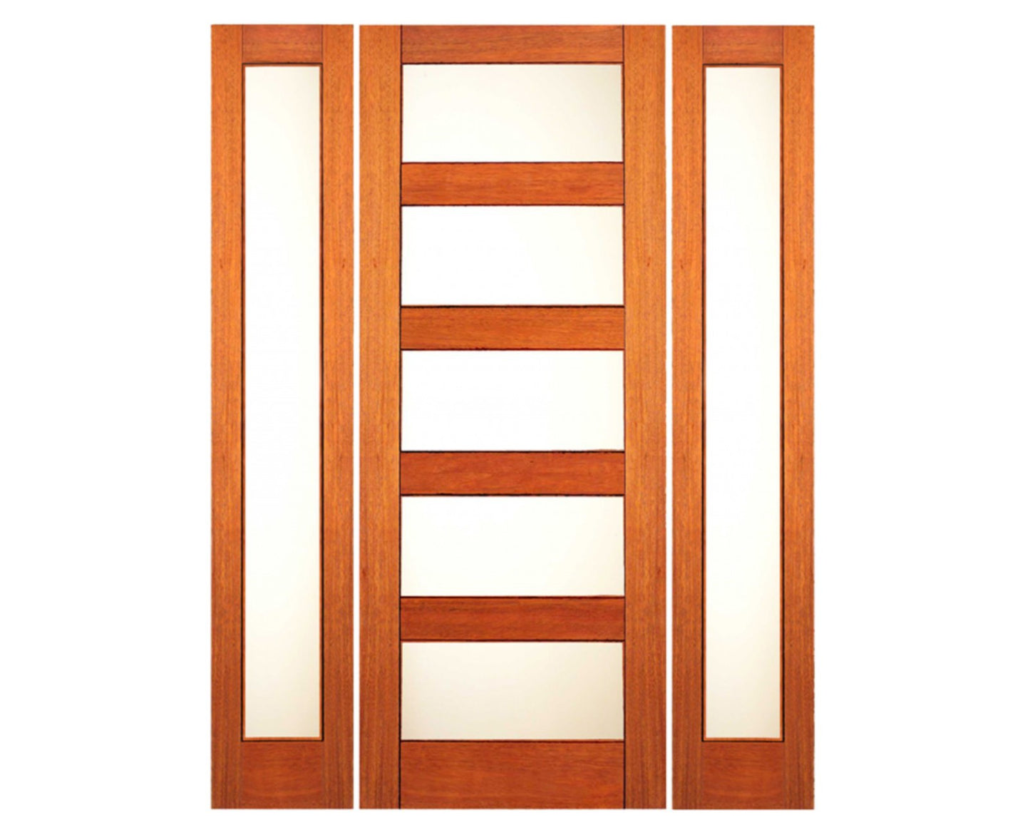 4 Lite Modern Exterior Door with frosted glass in mahogany