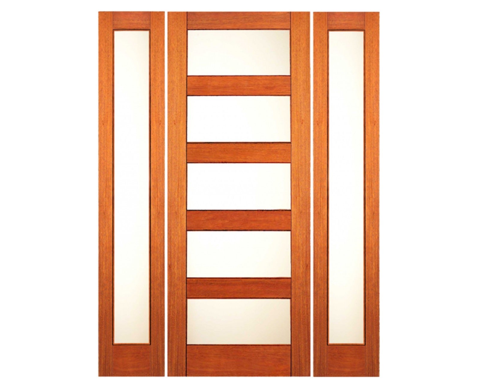 4 Lite Modern Exterior Door with frosted glass in mahogany