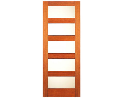 4 Lite Mahogany Exterior Door with Frosted glass Entry Door
