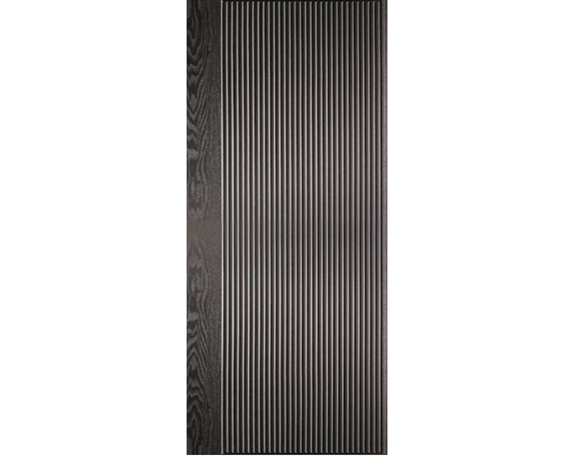 SimpliDoor Modern Exterior Textured Fiberglass Modern Door with Reeded Paneling