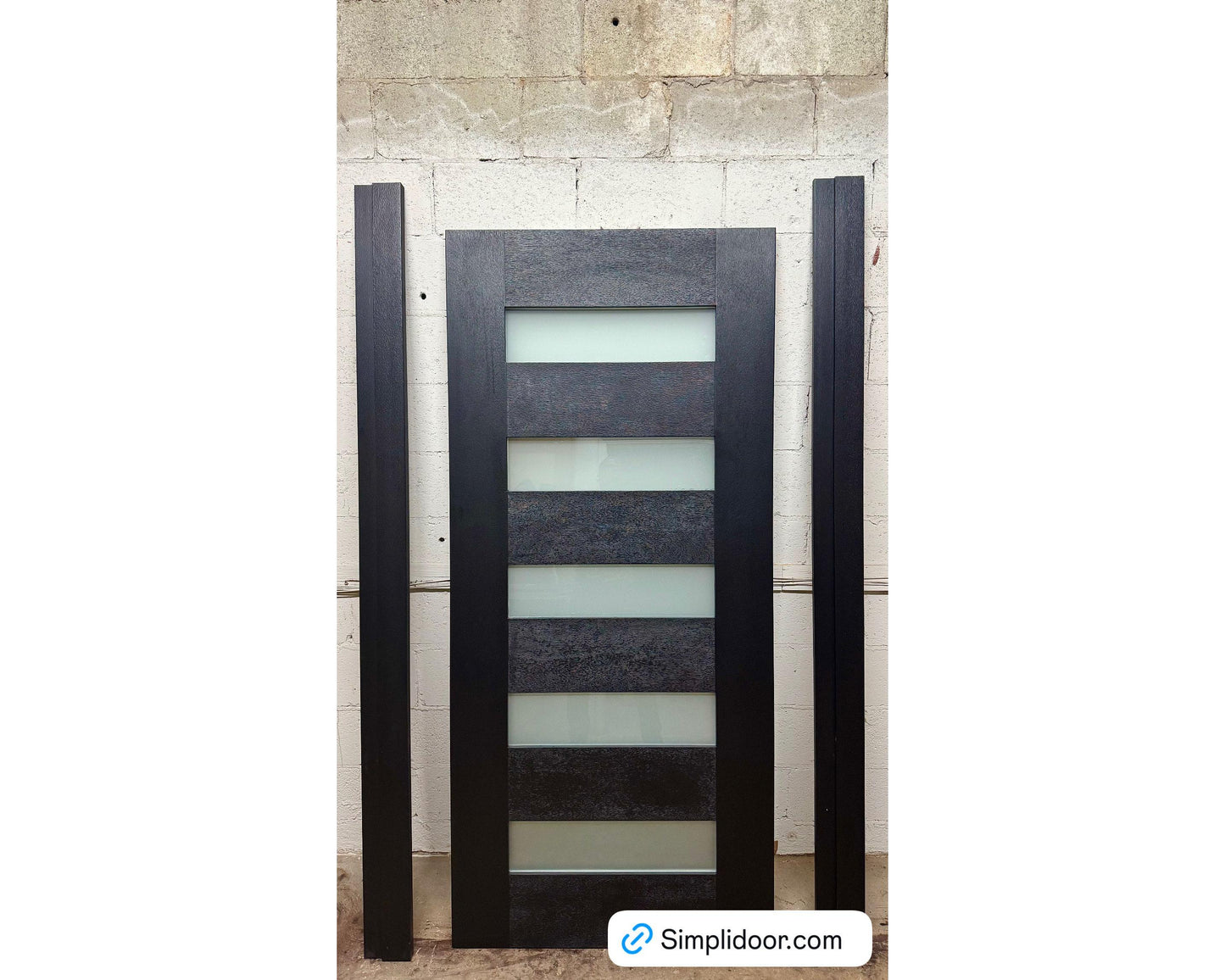 5 Lite Modern Fiberglass Exterior Door with frosted glass