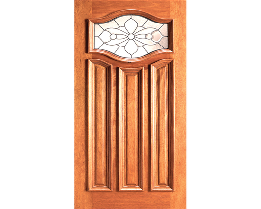 Craftsman Eyebrow Mahogany Exterior Door with Decorative Glass