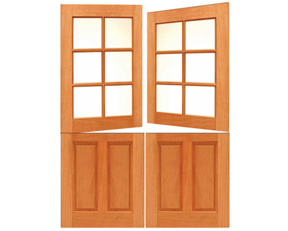 Wooden Door 6 True Divided Lite Mahogany Dutch Exterior Door with Clear Glass